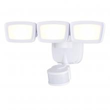  T0702 - White Integrated LED Motion Sensor Dusk to Dawn 3-Head Outdoor Security Flood Light - 240 Degree - 8