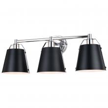  W0424 - Barrington 24.25-in. 3 Light Vanity Matte Black and Chrome