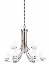  H0175 - Metropolis 9L Chandelier Satin Nickel