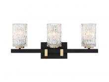  L8-3601-3-143 - Keene 3-Light Bathroom Vanity Light in Matte Black with Warm Brass Accents