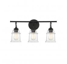  V6-L8-8055-3-BK - Fuller 3-Light Bathroom Vanity Light in Black