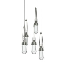  131127-SKT-LONG-85-ZM0434 - Link 5-Light Clear Glass Pendant