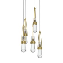  131127-SKT-LONG-86-ZM0434 - Link 5-Light Clear Glass Pendant