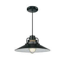  RRRC18-SB - R Series 1-Light Cord Hung Railroad Shade Satin Black