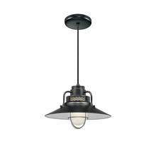  RRRC14-SB - R Series 1-Light Cord Hung Railroad Shade Satin Black