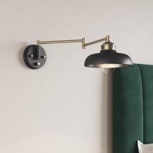  15001-MB/VB - Ellison 1-Light Swing Arm Sconce Light Matte Black/Vintage Brass