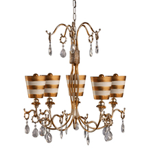  CH1038-G - Tivoli 5 Light Striped Gold Shaded 30 In Unique Chandelier