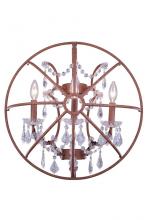  1130W21RI/RC - Geneva 3 Light Rustic Intent Wall Sconce Clear Royal Cut Crystal