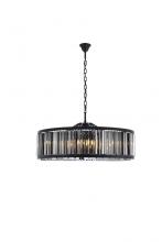  1203G43MB-SS/RC - Chelsea 10 Light Matte Black Chandelier Silver Shade (Grey) Royal Cut Crystal