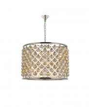  1206D27PN-GT/RC - Madison 8 Light Polished Nickel Chandelier Golden Teak (Smoky) Royal Cut Crystal