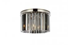  1208F16PN-SS/RC - Sydney 3 Light Polished Nickel Flush Mount Silver Shade (Grey) Royal Cut Crystal