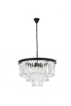  1231D26MB/RC - Sydney 9 Light Matte Black Chandelier Clear Royal Cut Crystal