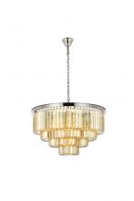  1231D32PN-GT/RC - Sydney 17 Light Polished Nickel Chandelier Golden Teak (Smoky) Royal Cut Crystal