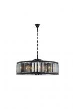  1233G43MB-SS/RC - Chelsea 10 Light Matte Black Chandelier Silver Shade (Grey) Royal Cut Crystal