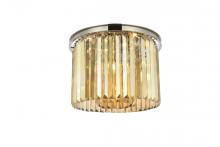  1238F20PN-GT/RC - Sydney 6 Light Polished Nickel Flush Mount Golden Teak (Smoky) Royal Cut Crystal