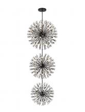  2550G44L3BK - Vera 44 inch three tiers crystal starburst chandelier in black