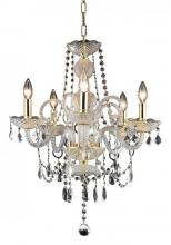  7835D20G/RC+SH - 7835 Princeton Collection Hanging Fixture D20in H22in Lt:5 Gold Finish (Royal Cut Crystal Clear)