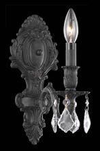  9601W5DB/RC - Monarch 1 Light Dark Bronze Wall Sconce Clear Royal Cut Crystal