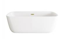 Elegant BT10567GW-BGD - 67 inch Soaking Bathtub in Glossy White with Brushed Gold Trim