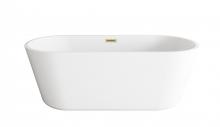 Elegant BT10665GW-BGD - 65 inch Soaking Bathtub in Glossy White with Brushed Gold Trim