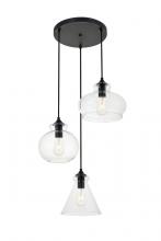  LD2247BK - Destry 3 Lights Black Pendant With Clear Glass