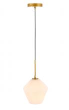  LD2257BR - Gene 1 Light Brass and Frosted White Glass Pendant