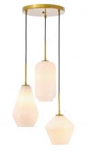  LD2269BR - Gene 3 Light Brass and Frosted White Glass Pendant