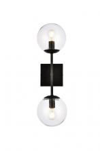  LD2357BK - Neri 2 lights black and clear glass wall sconce