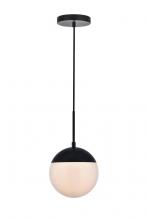  LD6026BK - Eclipse 1 Light Black Pendant with Frosted White Glass