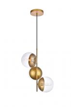  LD6127BR - Eclipse 3 Lights Brass Pendant with Clear Glass