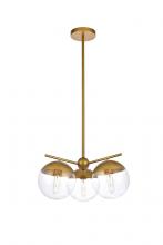  LD6133BR - Eclipse 3 Lights Brass Pendant with Clear Glass