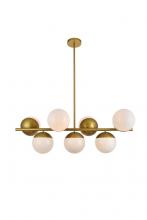  LD6138BR - Eclipse 7 Lights Brass Pendant with Frosted White Glass