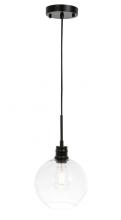  LD6204BK - Emett 1 light Black and Clear glass pendant