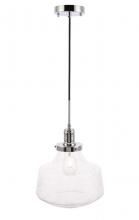  LD6259C - Lyle 1 Light Chrome and Clear Seeded Glass Pendant