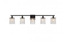 Elegant LD7014BK - Phineas 5 lights bath sconce in black with clear crystals