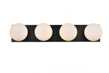  LD7303W31BLK - Jaylin 4 Light Black and Frosted White Bath Sconce