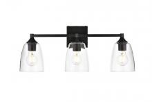  LD7307W24BLK - Gianni 3 Light Black and Clear Bath Sconce