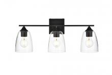  LD7309W24BLK - Harris 3 Light Black and Clear Bath Sconce