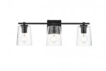  LD7310W23BLK - Kacey 3 Light Black and Clear Bath Sconce