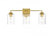  LD7314W23BRA - Ronnie 3 Light Brass and Clear Bath Sconce