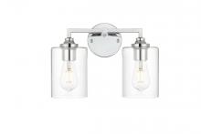  LD7315W14CH - Mayson 2 light Chrome and Clear Bath Sconce