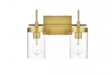  LD7319W14BRA - Benny 2 Light Brass and Clear Bath Sconce