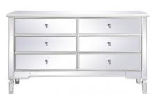  MF6-1036AW - 60 inch mirrored 6 drawer chest in antique white