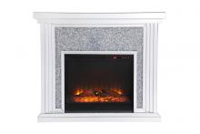  MF9902-F1 - 47.5 In. Crystal Mirrored Mantle with Wood Log Insert Fireplace