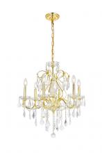  V2015D24G/RC - St. Francis 6 Light Gold Chandelier Clear Royal Cut Crystal