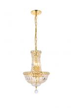  V2528D12G/RC - Tranquil 6 Light Gold Pendant Clear Royal Cut Crystal