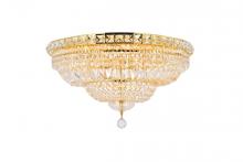  V2528F24G/RC - Tranquil 12 Light Gold Flush Mount Clear Royal Cut Crystal