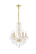  V7855D21G/RC - Verona 5 Light Gold Chandelier Clear Royal Cut Crystal