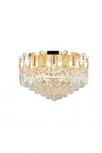  V8949F20G/RC - Corona 9 Light Gold Flush Mount Clear Royal Cut Crystal