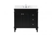  VF31836BK-BS - 36 Inch Single Bathroom Vanity in Black with Backsplash